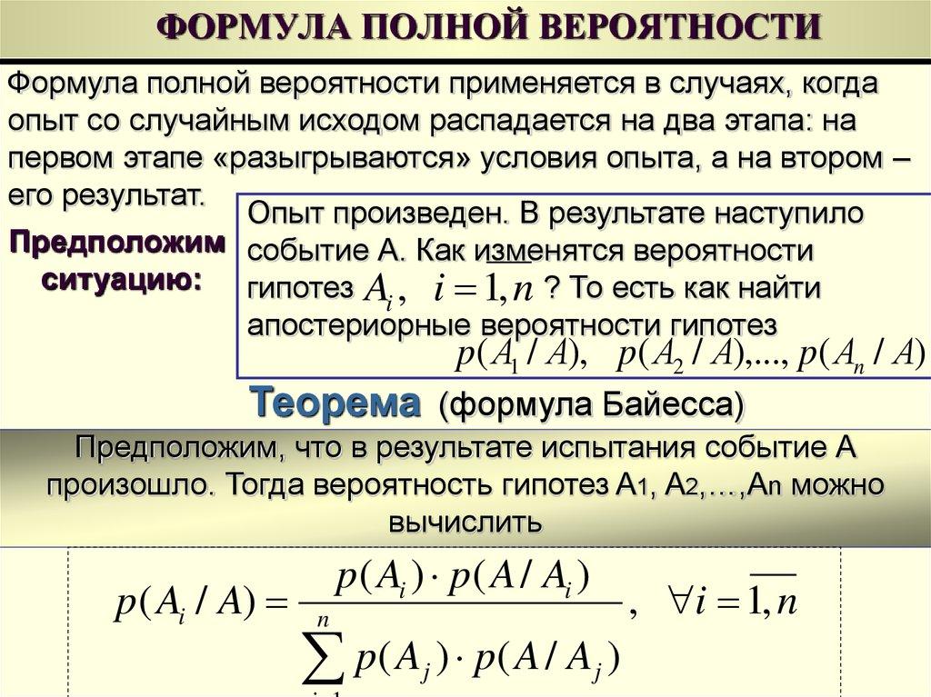 ФОРМУЛА ПОЛНОЙ ВЕРОЯТНОСТИ