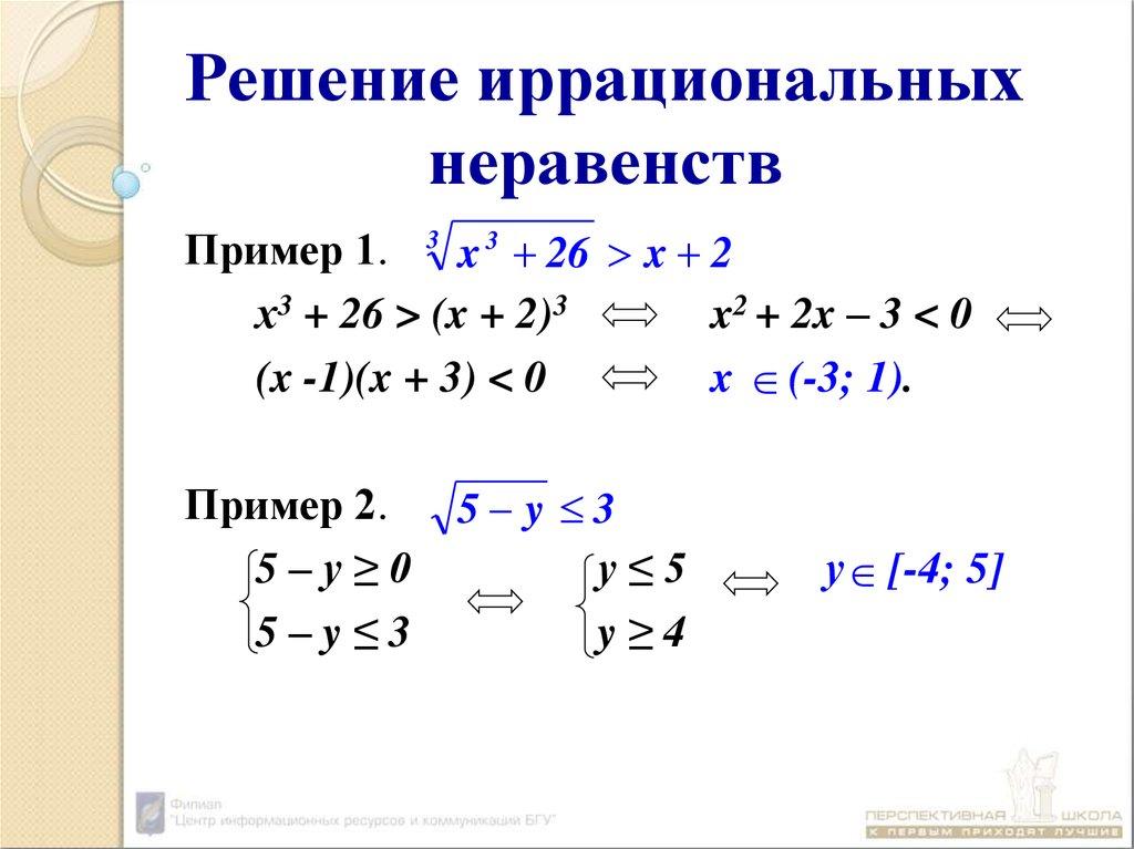 Решение иррациональных неравенств