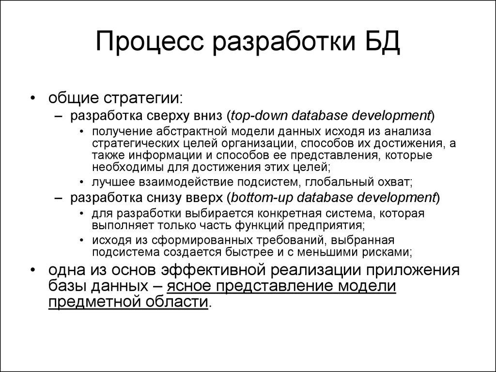 Процесс разработки БД