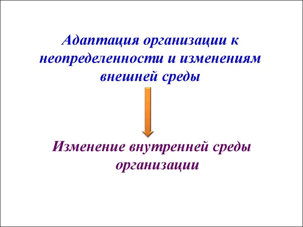 Адаптация организации к неопределенности и изменениям внешней среды