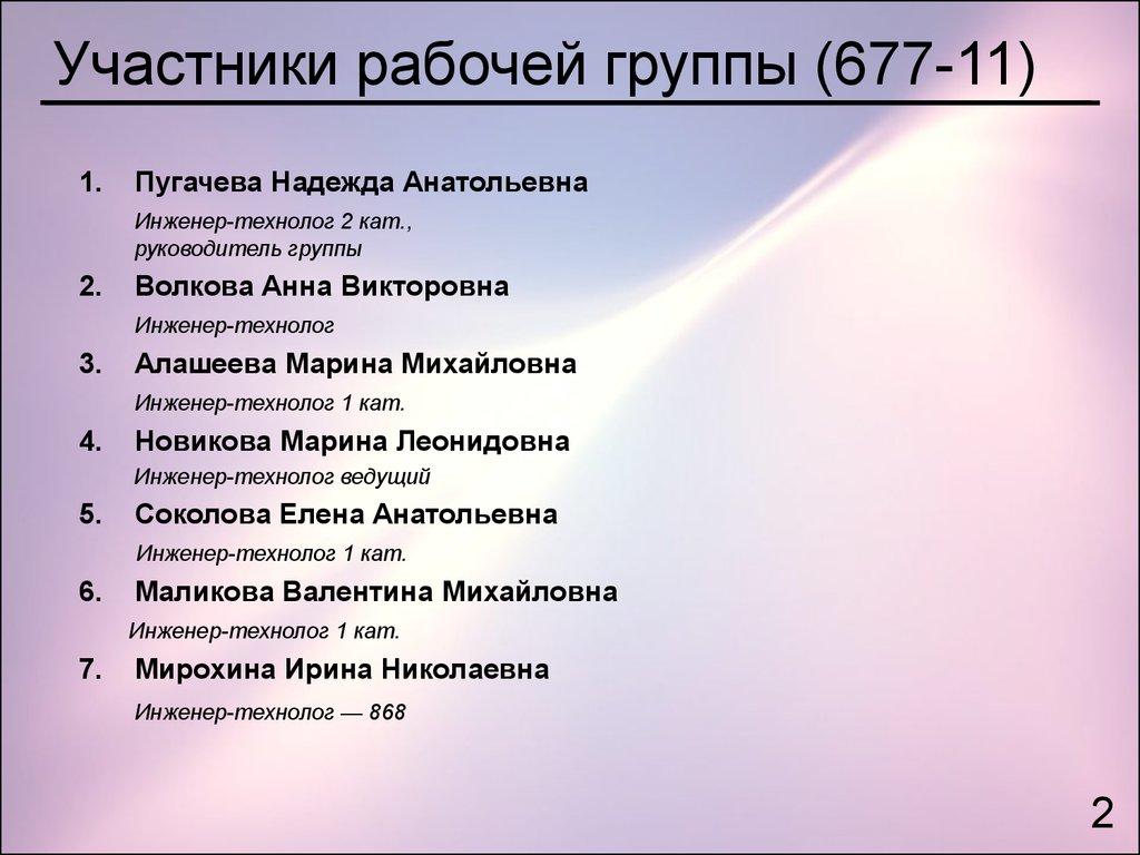Участники рабочей группы (677-11)