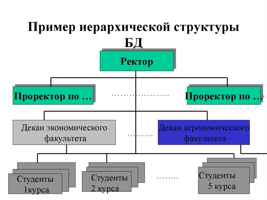 Пример иерархической структуры БД