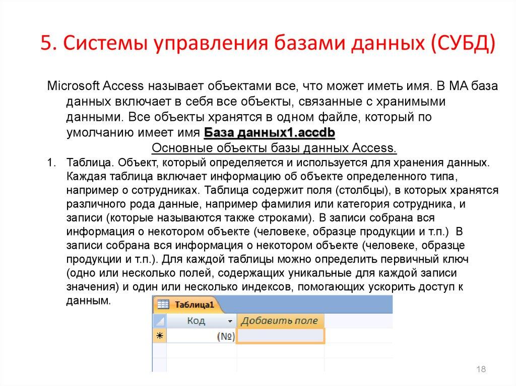 5. Системы управления базами данных (СУБД)