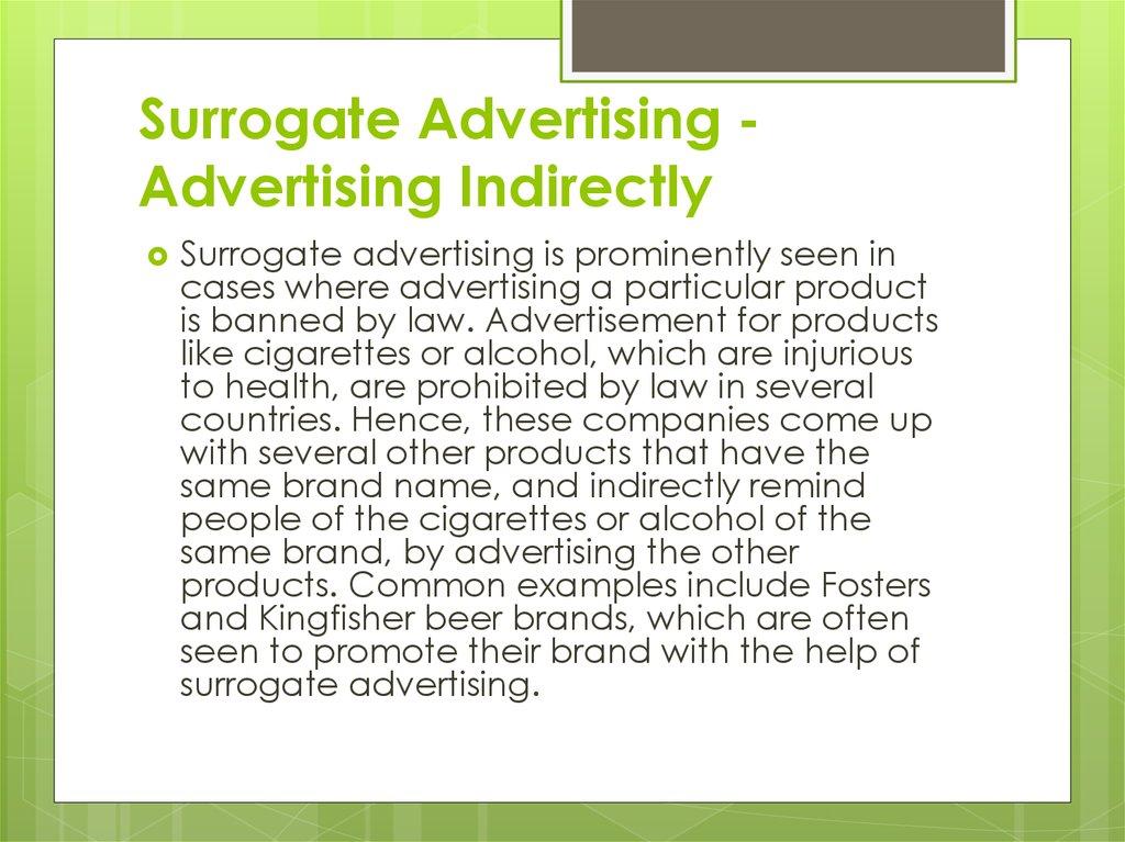 Surrogate Advertising - Advertising Indirectly