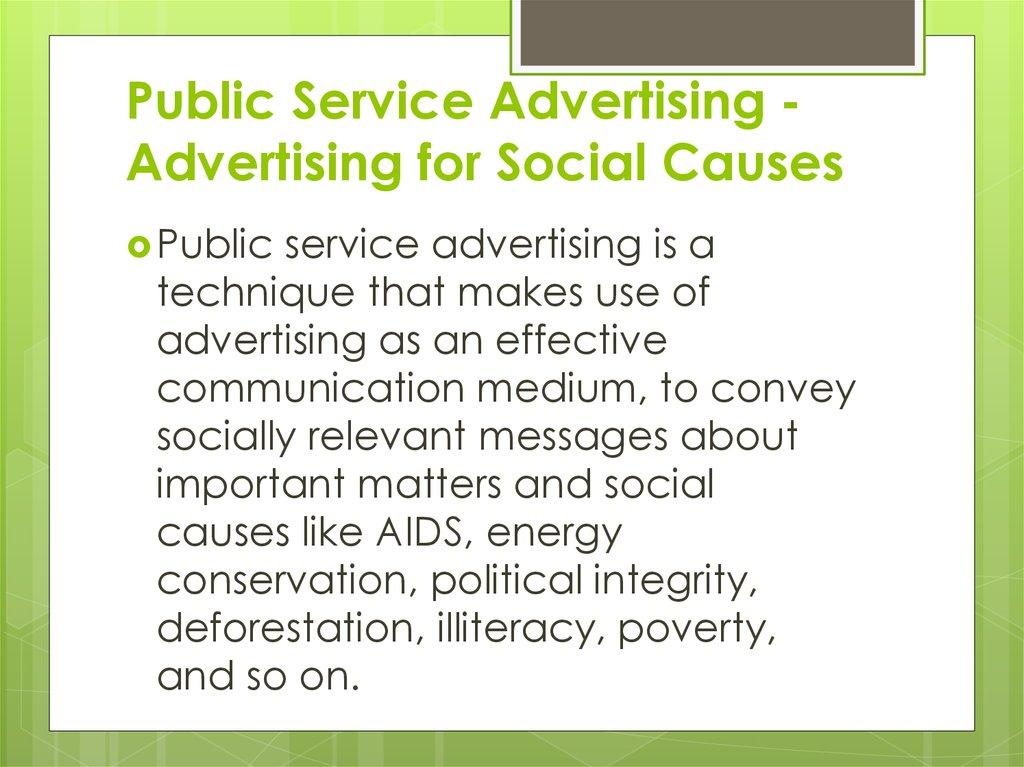 Public Service Advertising - Advertising for Social Causes