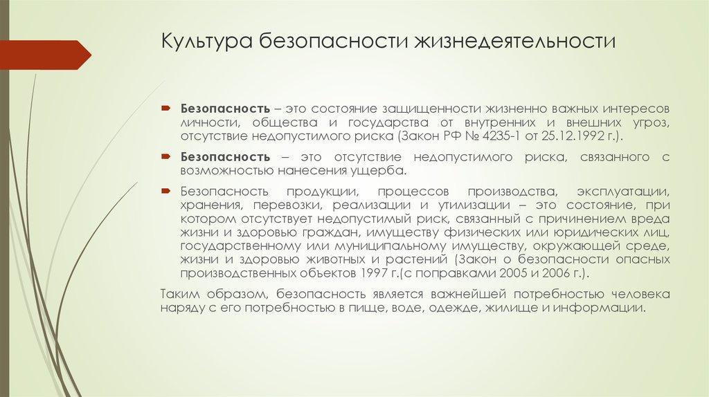 Культура безопасности жизнедеятельности