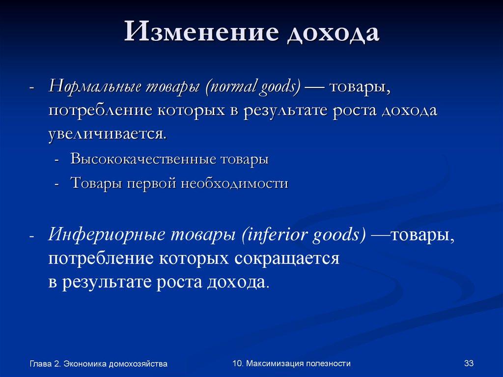 Изменение дохода