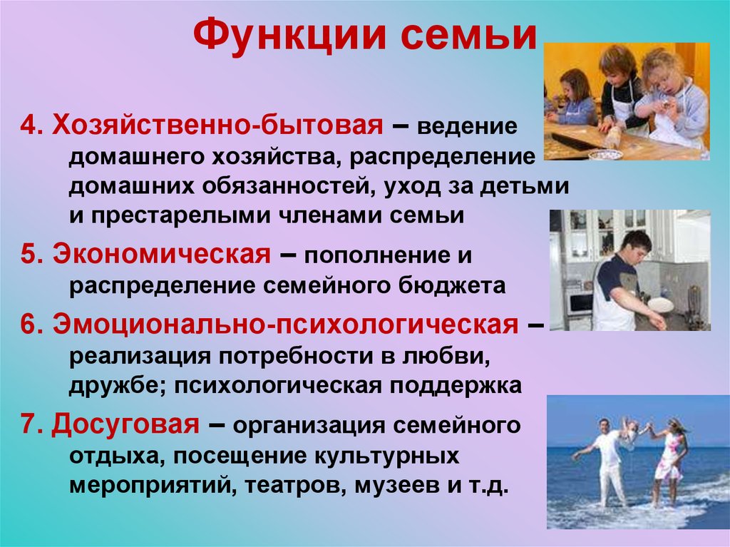 Функции семьи