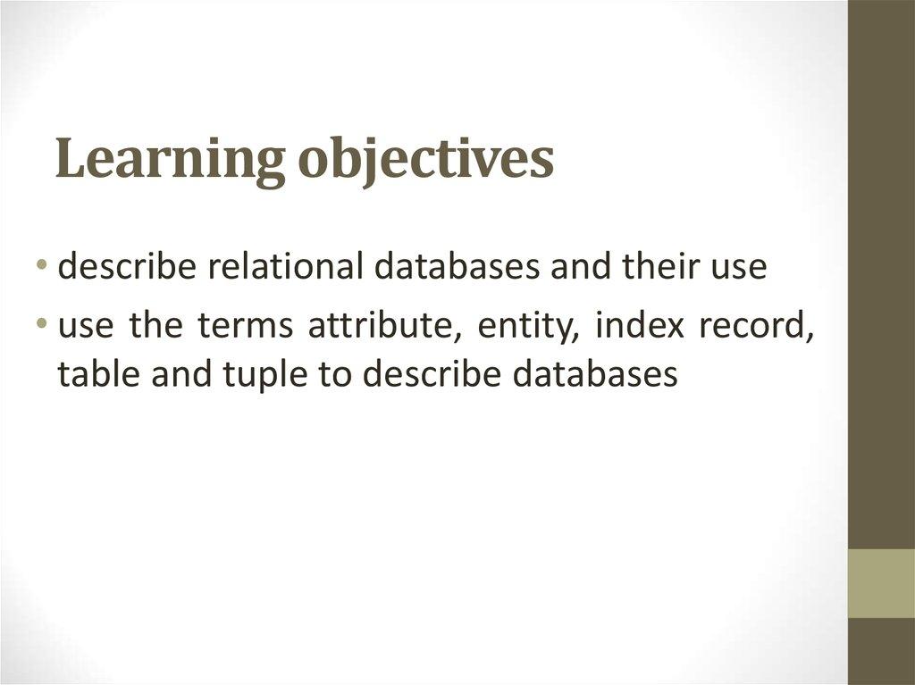 Learning objectives