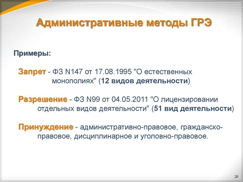 Административные методы ГРЭ