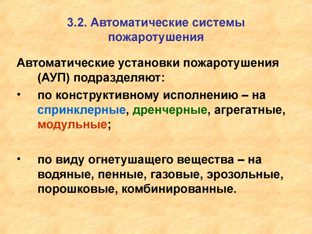 3.2. Автоматические системы пожаротушения