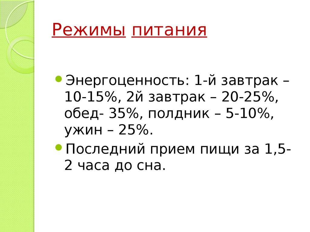 Режимы питания