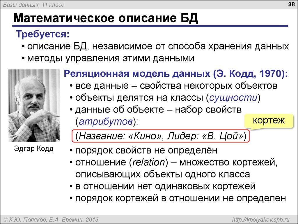 Математическое описание БД