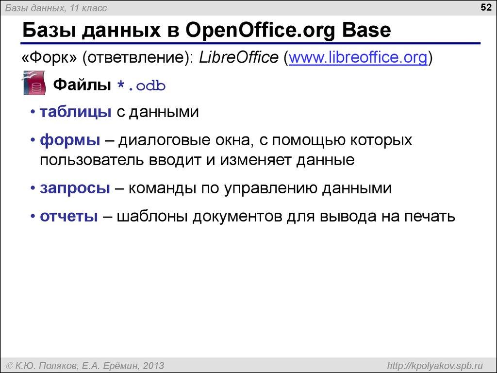 Базы данных в OpenOffice.org Base