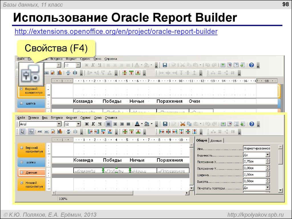Использование Oracle Report Builder