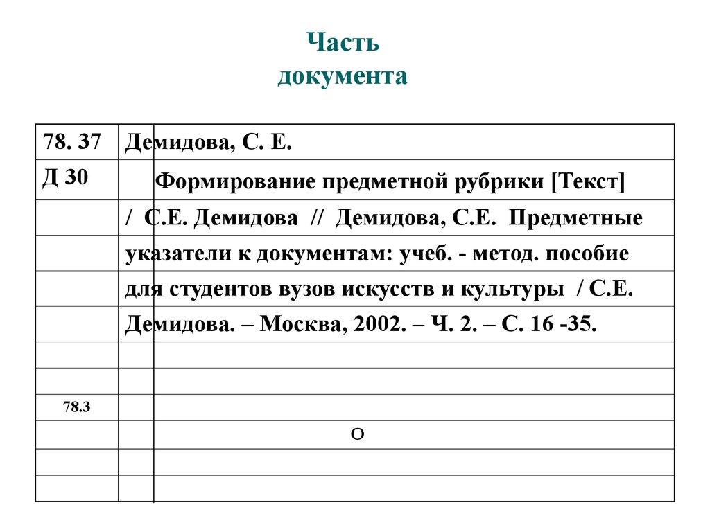 Часть документа