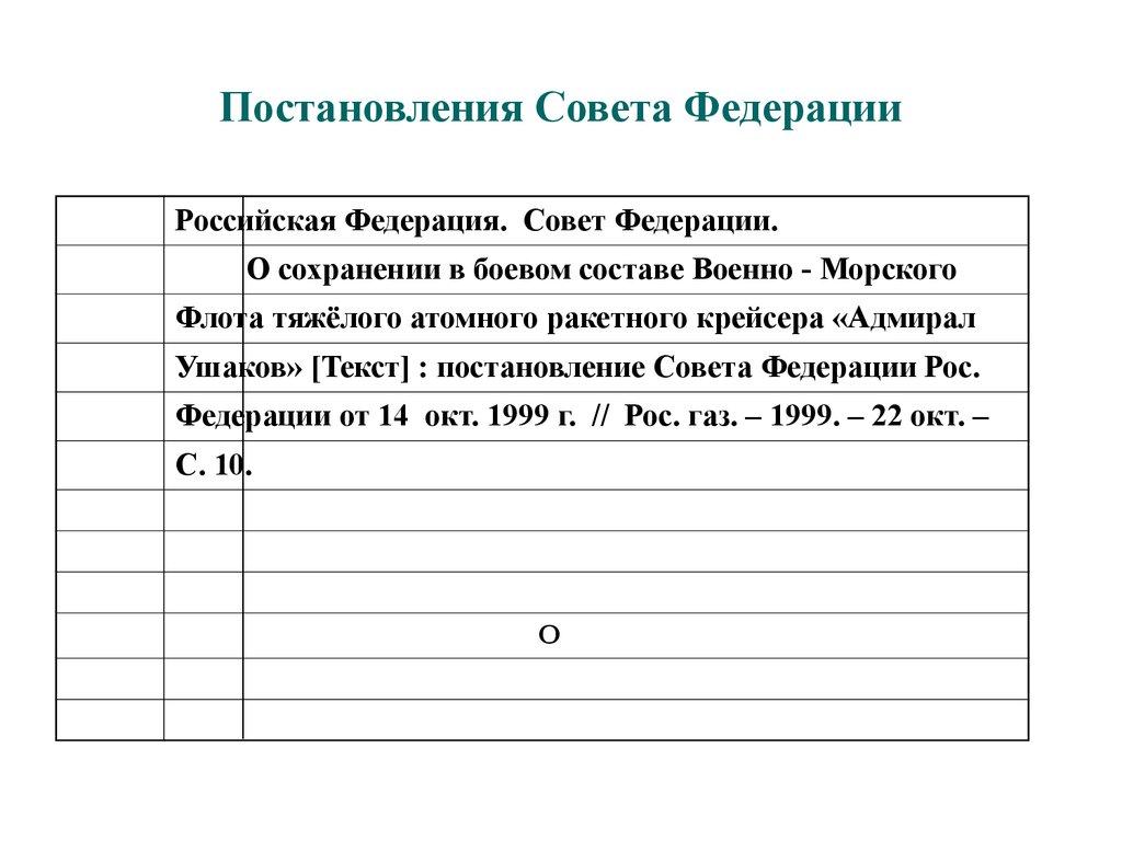 Постановления Совета Федерации