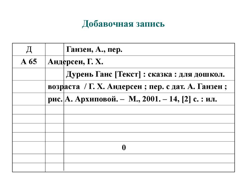 Добавочная запись