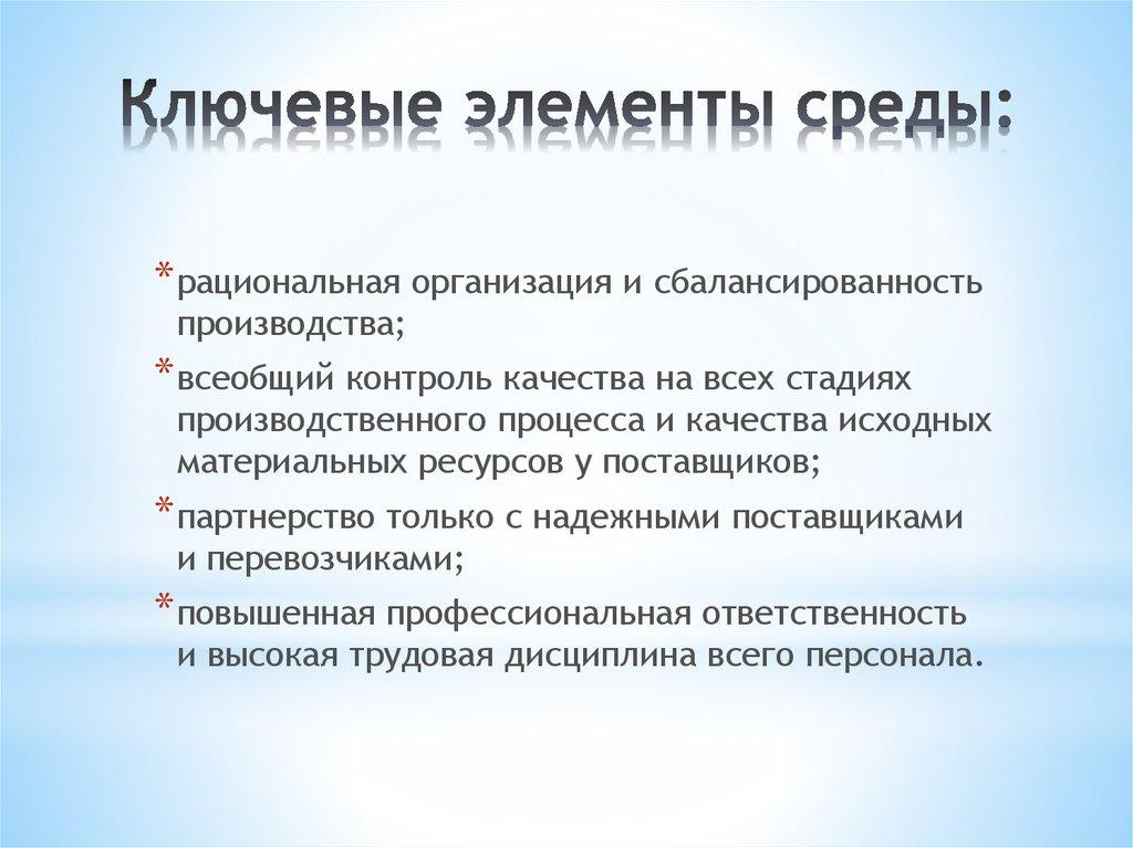 Ключевые элементы среды: