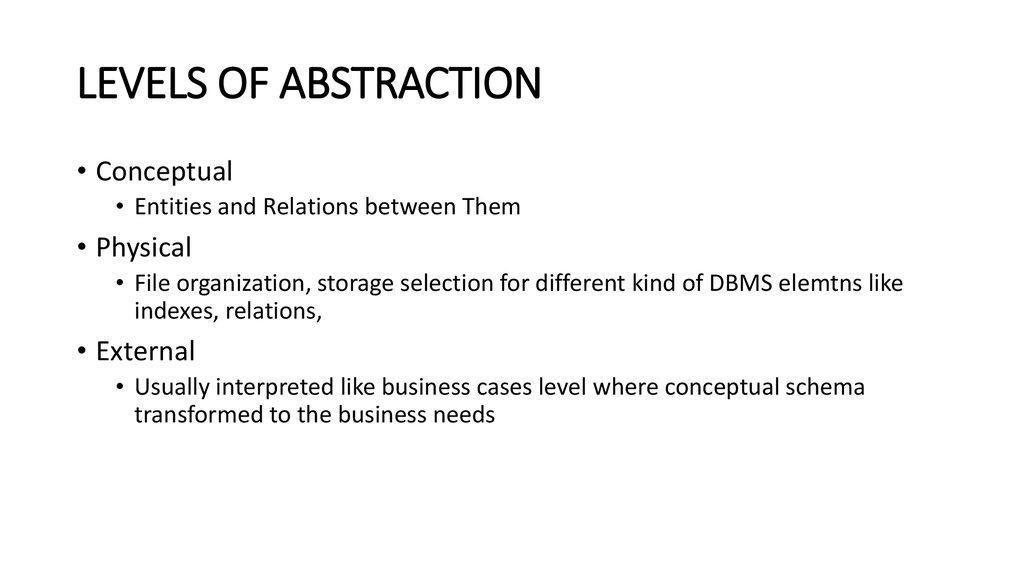 LEVELS OF ABSTRACTION