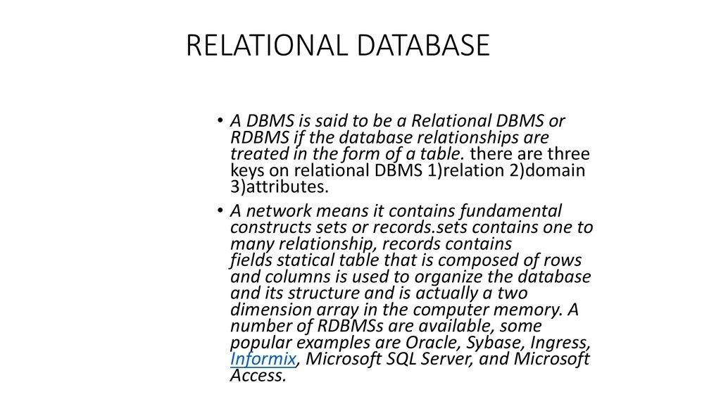 RELATIONAL DATABASE