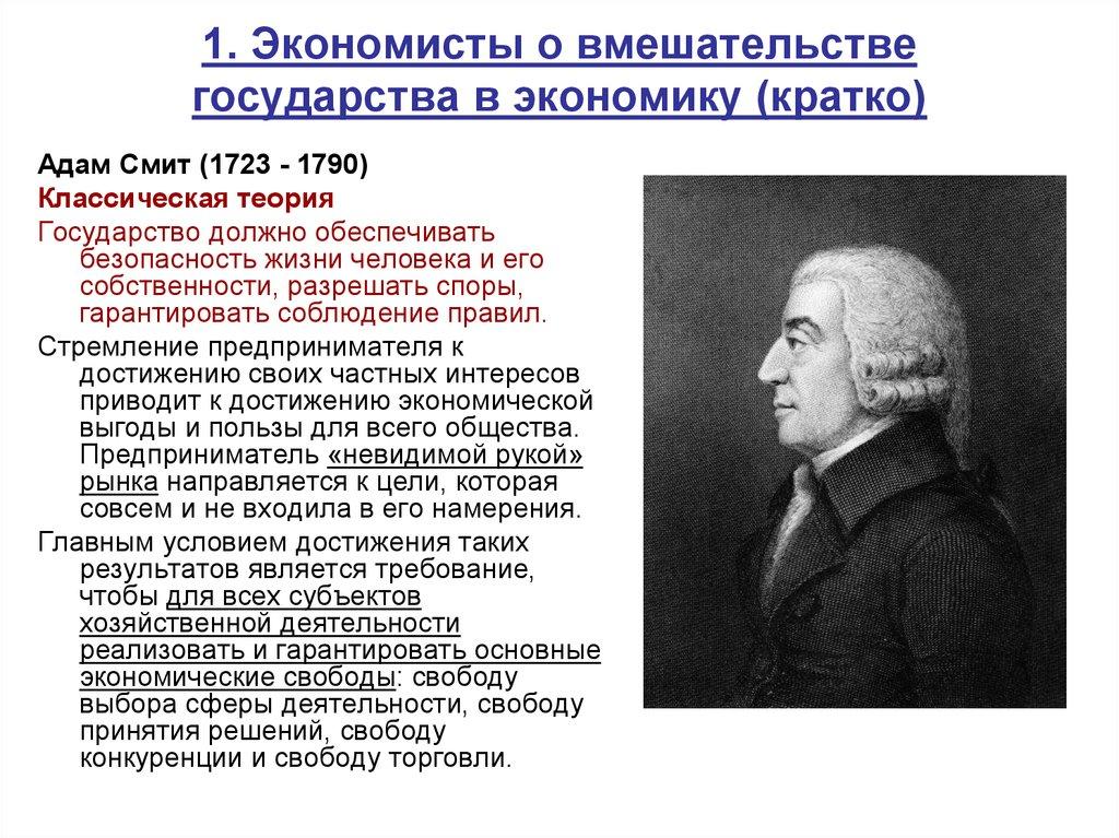 1. Экономисты о вмешательстве государства в экономику (кратко)
