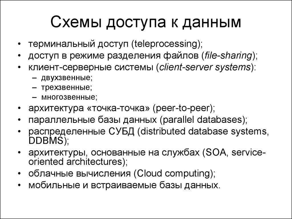 Схемы доступа к данным