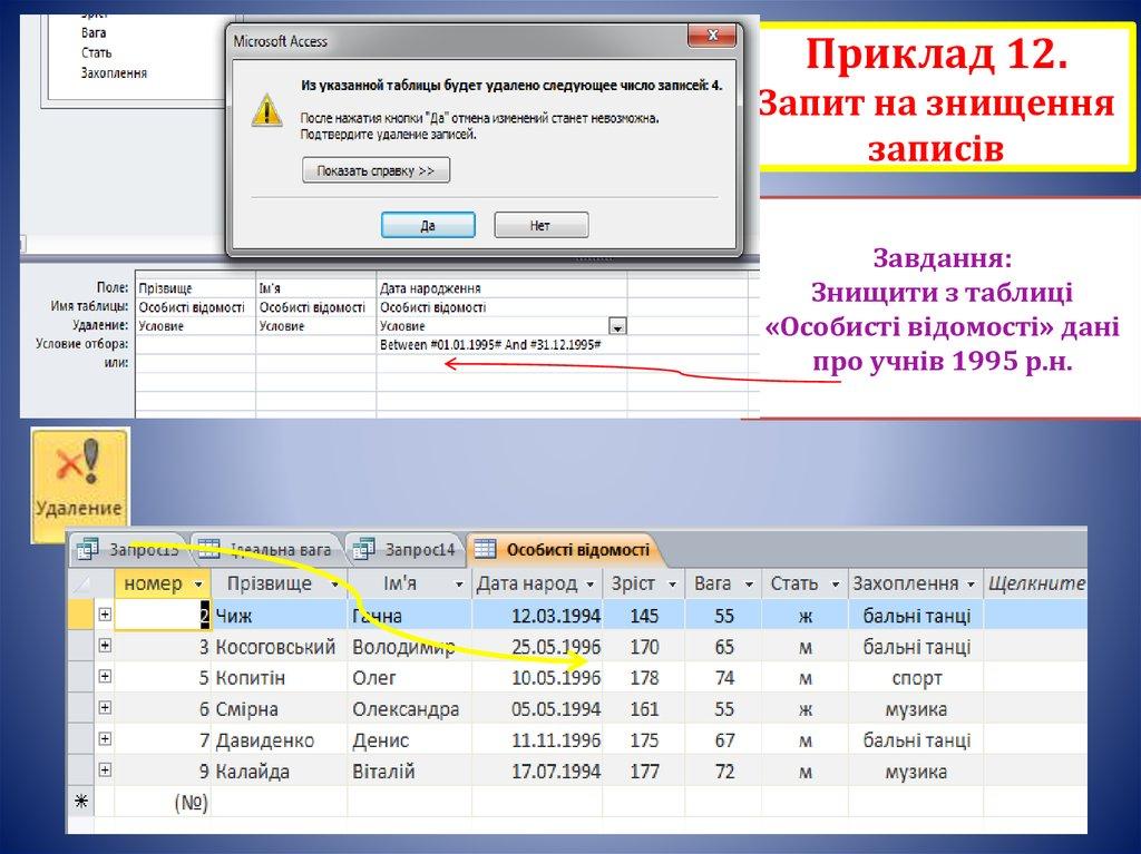 Приклад 12. Запит на знищення записів