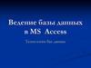 Ведение базы данных в MS Access. Технологии баз данных. (Лекция 5)