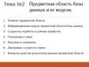 Тема №2. Предметная область базы данных и ее модели