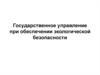 Государственное управление при обеспечении экологической безопасности
