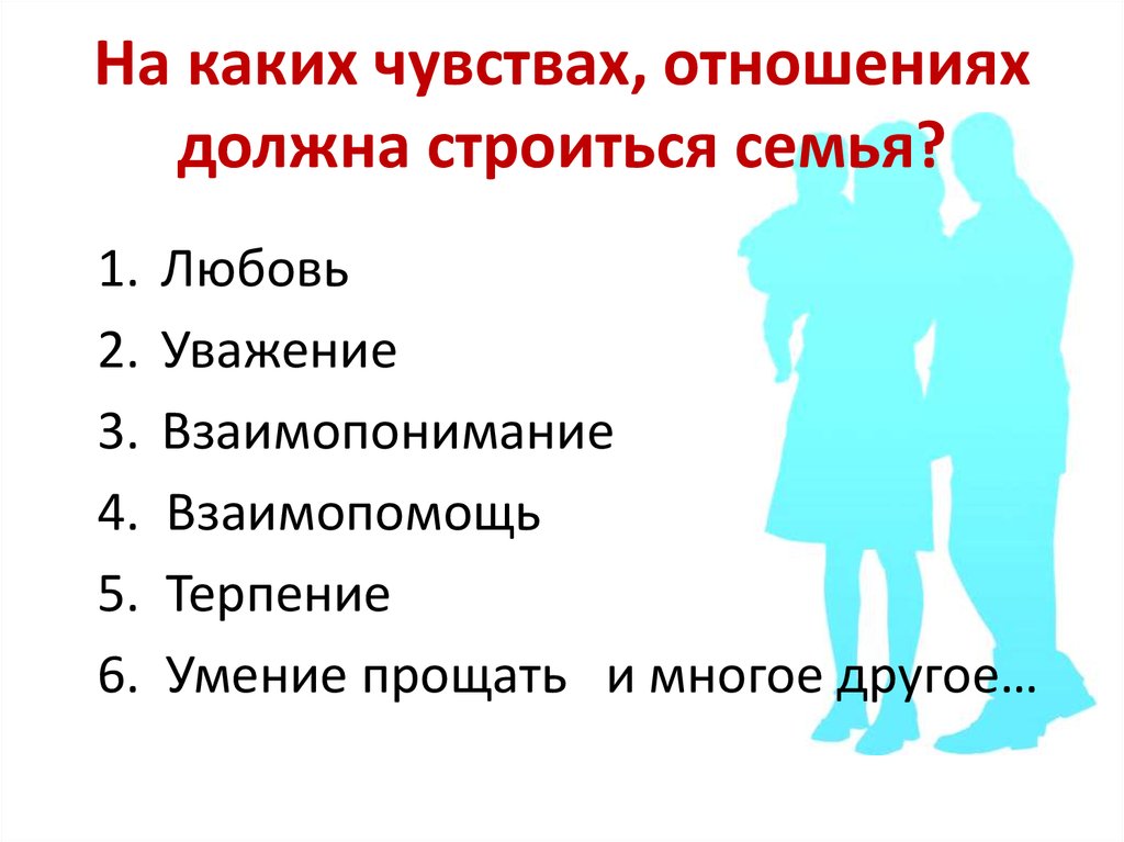 На каких чувствах, отношениях должна строиться семья?