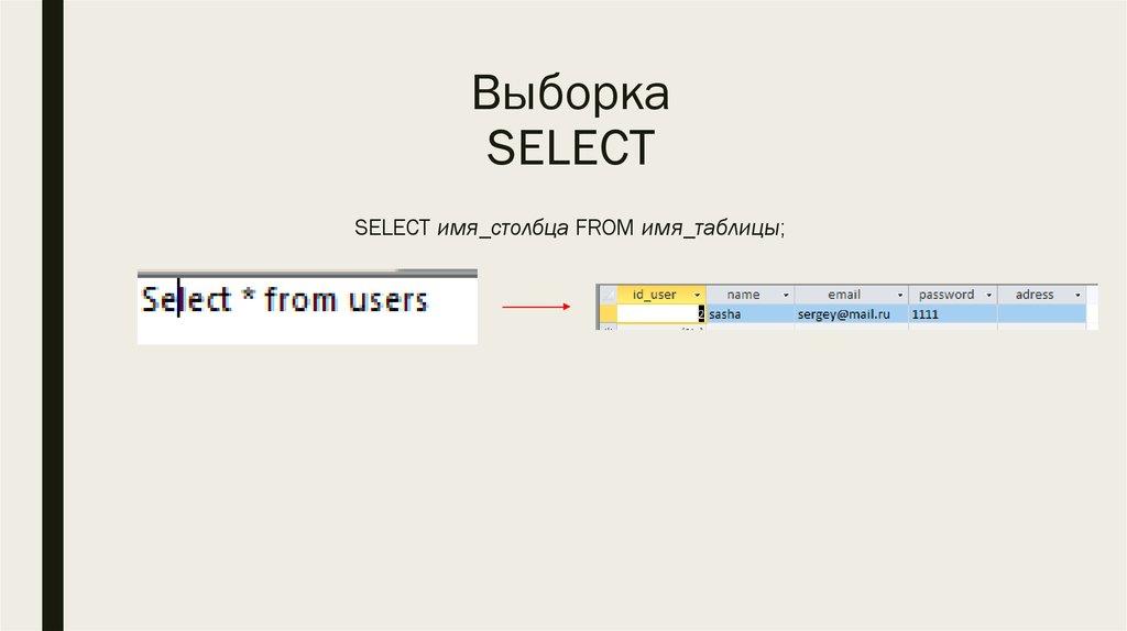 Выборка SELECT
