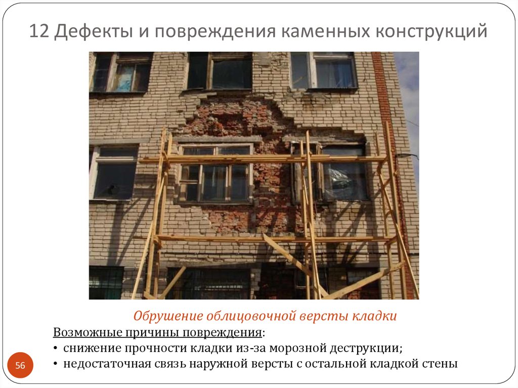 12 Дефекты и повреждения каменных конструкций