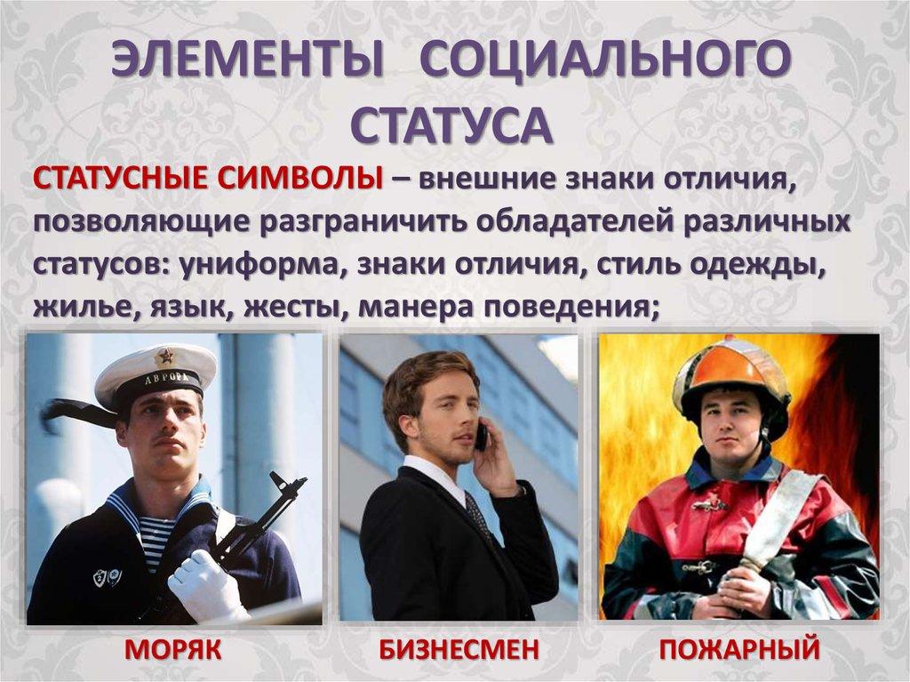 ЭЛЕМЕНТЫ СОЦИАЛЬНОГО СТАТУСА