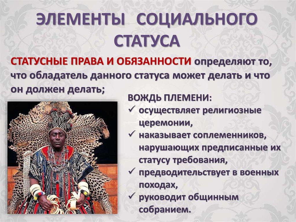 ЭЛЕМЕНТЫ СОЦИАЛЬНОГО СТАТУСА