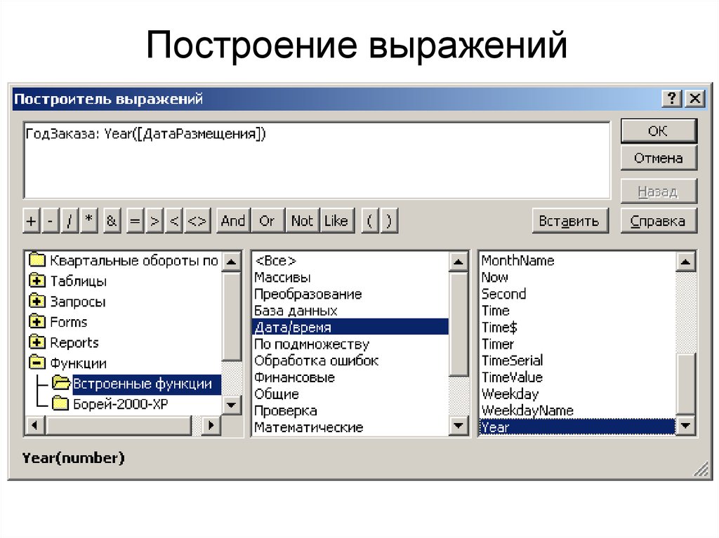 Построение выражений