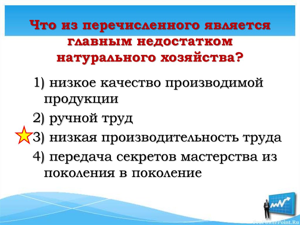 Что из перечисленного является главным недостатком натурального хозяйства?