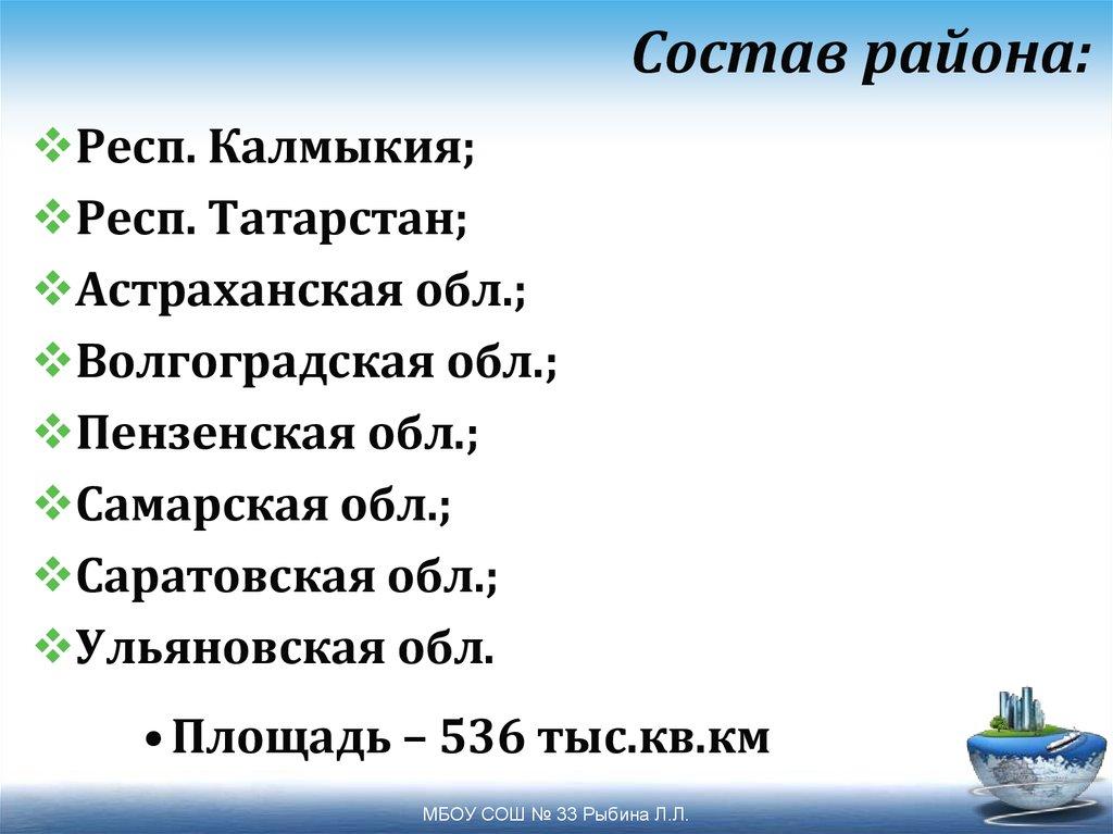 Состав района: