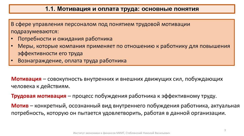 1.1. Мотивация и оплата труда: основные понятия