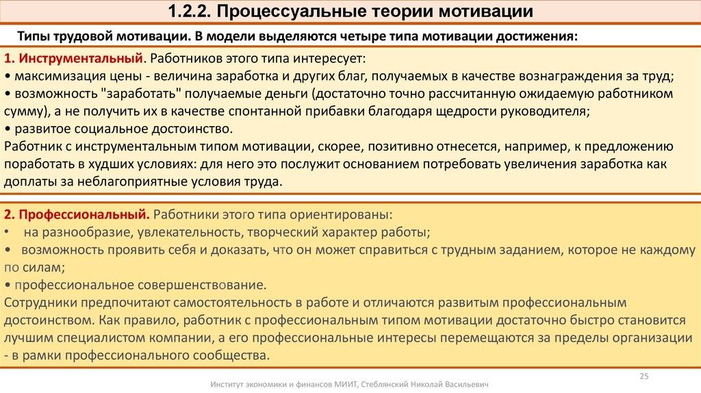 1.2.2. Процессуальные теории мотивации
