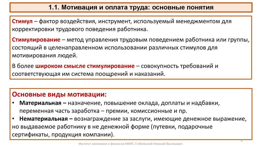1.1. Мотивация и оплата труда: основные понятия