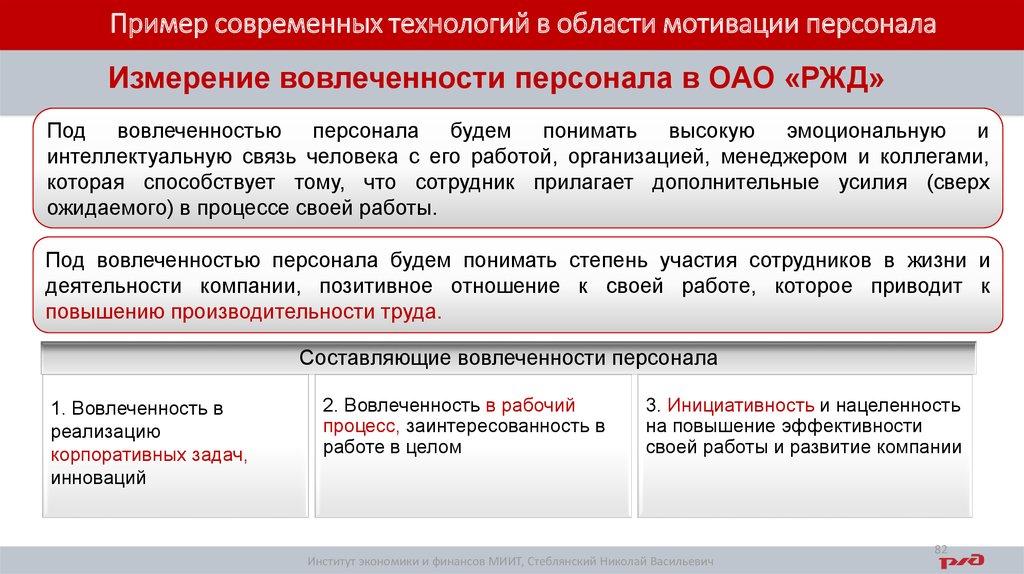 Пример современных технологий в области мотивации персонала