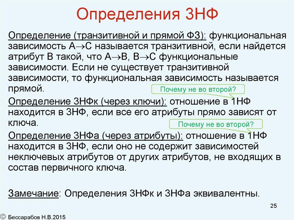 Определения 3НФ
