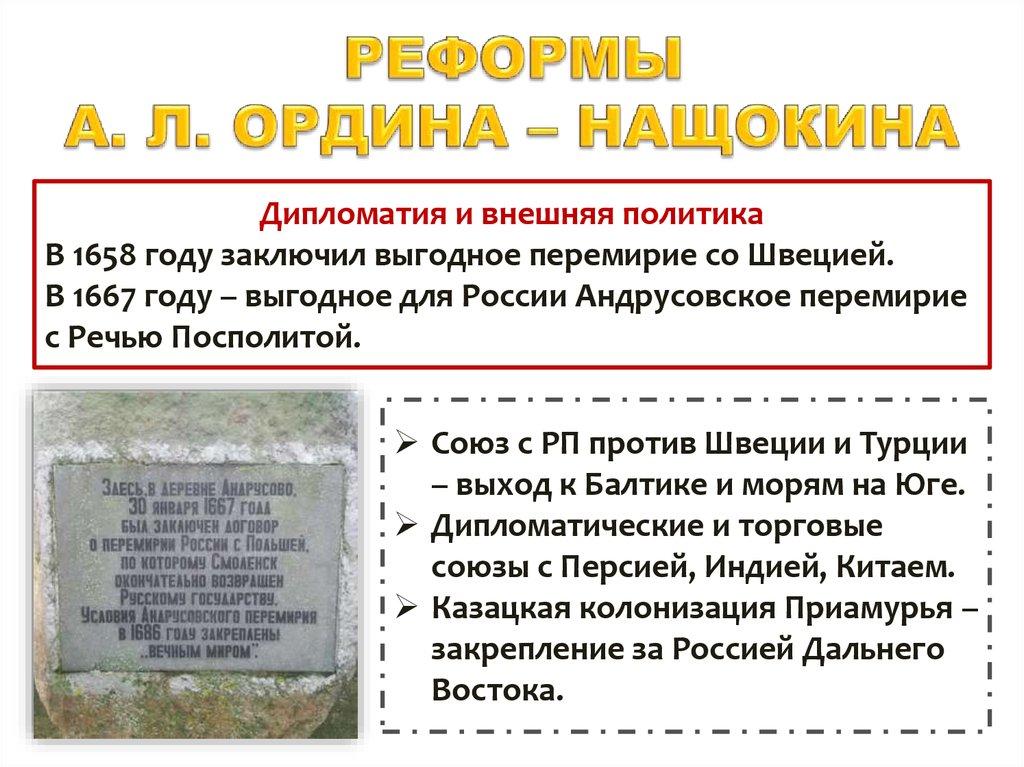 РЕФОРМЫ А. Л. ОРДИНА – НАЩОКИНА