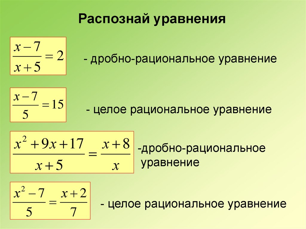 Распознай уравнения