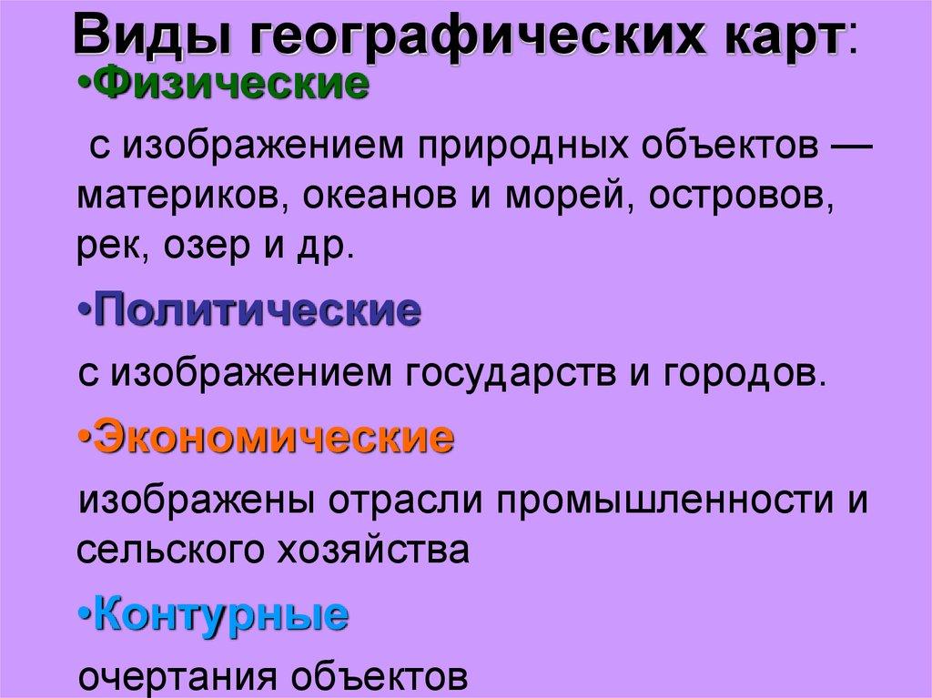 Виды географических карт: