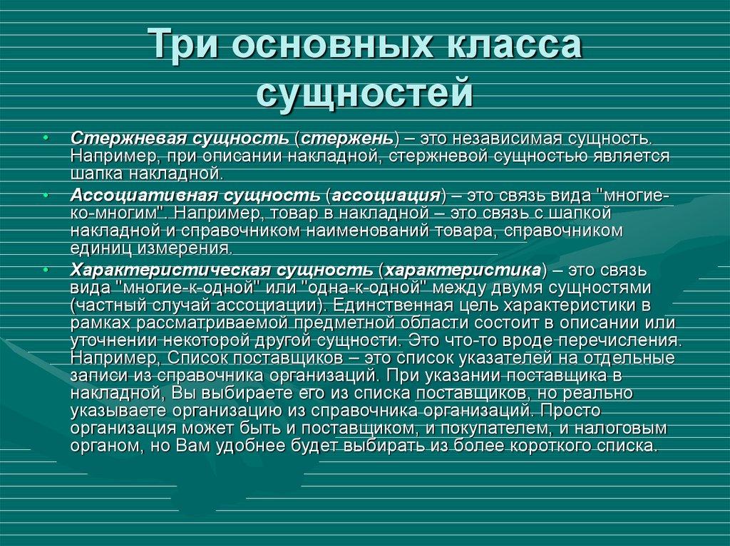 Три основных класса сущностей