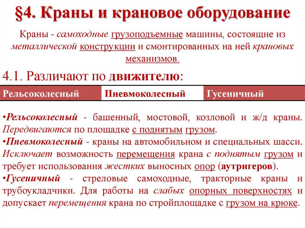 §4. Краны и крановое оборудование