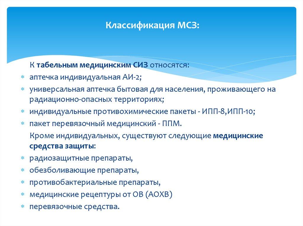 Классификация МСЗ: